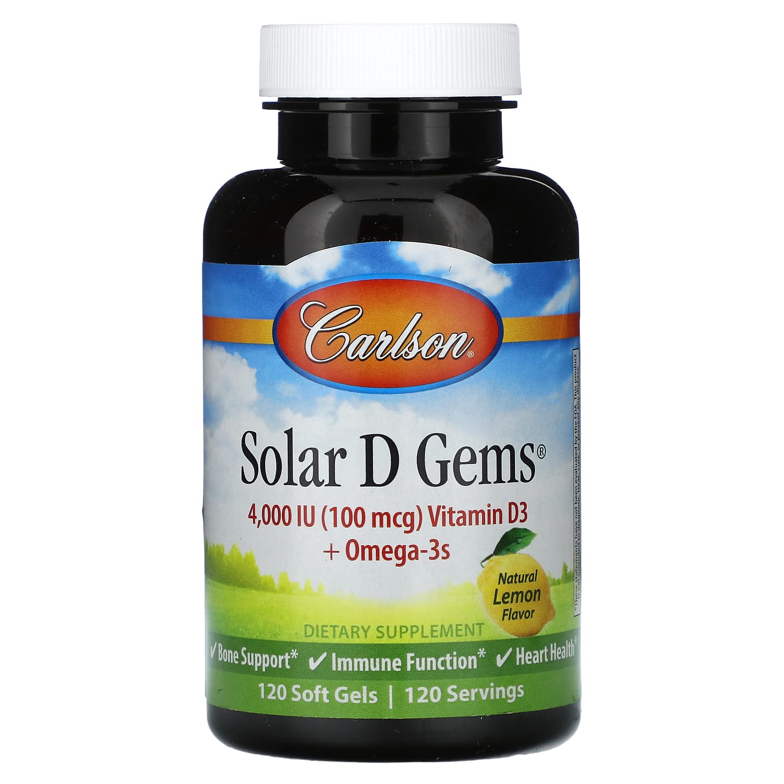 Carlson Labs, Solar D Gems 4000 IU, 120 Softgels UPC 088395014819 | HiLife Vitamins